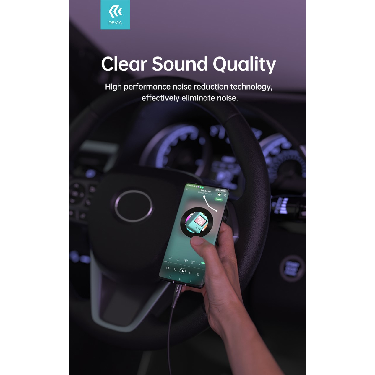 CAVO AUDIO PLACCATO ORO DEVIA DA Type-C a Jack 3.5mm LUNGEZZA 1mt